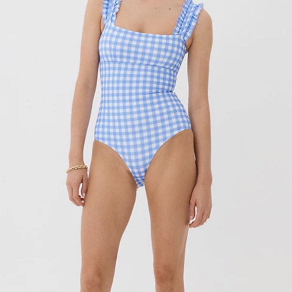 Ephemera Blue Gingham One Piece Swimsuit NWOT. Small
